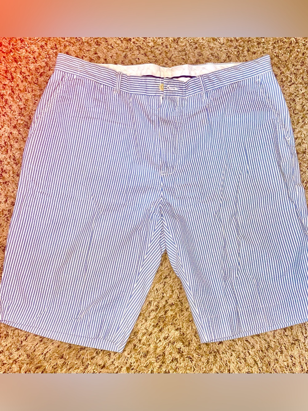 Polo Ralph Lauren, Men's Blue White Seersucker Striped Shorts